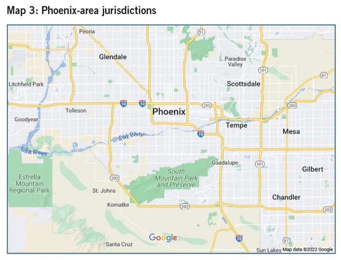 Map 3: Phoenix-area jurisdictions